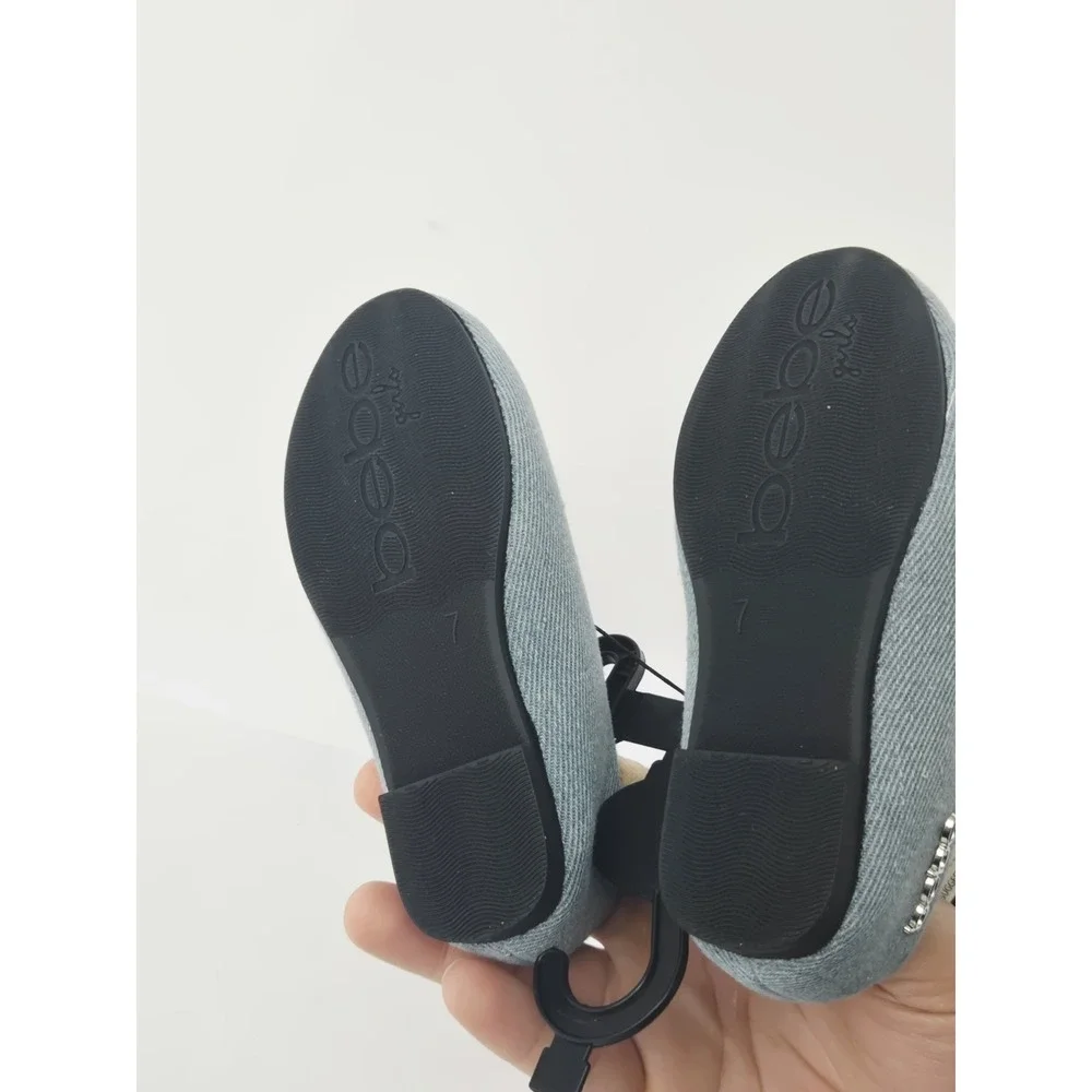 NEW Bebe‎ Girls Toddler Shoes Denim sz 7 Flats floral